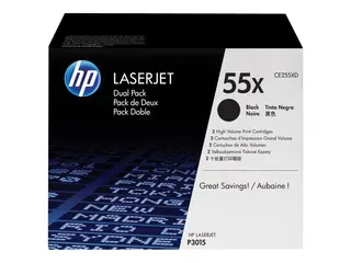 HP 55X - 2-pack - Høy ytelse - svart - original LaserJet - tonerpatron (CE255XD) - for LaserJet Enterprise MFP M525; LaserJet Enterprise Flow MFP M525; LaserJet Managed MFP M525