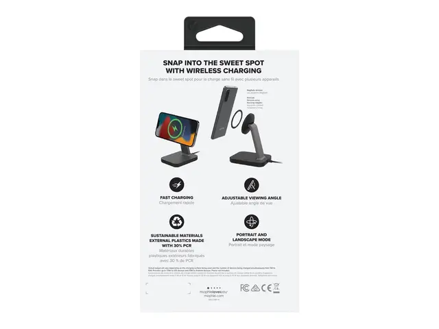 mophie snap+ - Trådløst ladestativ 15 watt svart Europa (unntatt I...