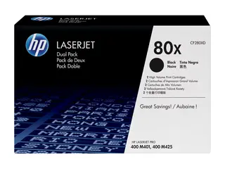 HP 80x - 2-pack - Høy ytelse - svart - original LaserJet - tonerpatron (CF280XD) - for LaserJet Pro 400 M401, MFP M425