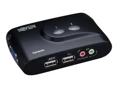 Eaton Tripp Lite series 2-Port Desktop Compact USB KVM Switch with Audio &amp; Cable Kit KVM-svitsj - 2 x KVM port(s) - 1 lokalbruker - stasjon&#230;r