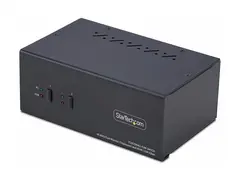 Startech 2-Port Dual-Monitor DisplayPort en HDMI KVM Switch, 4K 60Hz KVM / lyd / USB-svitsj - 2 x KVM/lyd/USB - 1 lokalbruker - stasjonær - TAA-samsvar