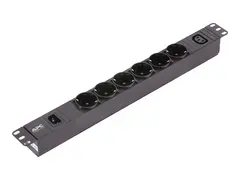 APC Easy Basic Rack PDU EPDU1010B-SCH Str&#248;mfordelerenhet (kan monteres i rack) - AC 200-240 V - enkeltfase - inngang: IEC 60320 C14 10A - utgangskontakter: 7 (IEC C14, 6 x CEE 7/4) - 1U - 19&quot; - 2.5 m kabel