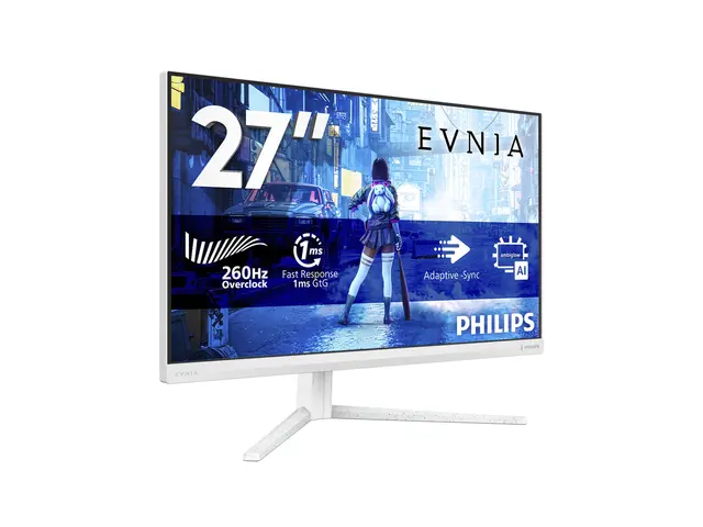 Philips Evnia 5000 27M2N5201P - LED-skjerm gaming - 27" - 1920 x 1080 Full HD (1080p) @ 240 Hz - Fast IPS - 1000:1 - HDR10 - 0.3 ms - 2xHDMI, DisplayPort - hvit 