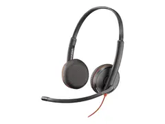 Poly Blackwire C3225 - Blackwire 3200 Series hodesett - on-ear - kablet - 3,5 mm jakk - svart - Skype Certified, Cisco Jabber Certified, Avaya Certified