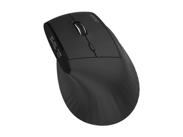 Acer Smart Fit - Mus - ergonomisk - vertikal laser - 10 knapper - trådløs - 2.4 GHz, Bluetooth 5.0 - USB trådløs mottaker - svart 