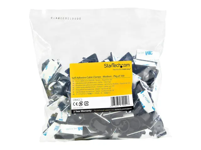 StarTech.com 100 Adhesive Cable Management Clips Black, Network/Et...