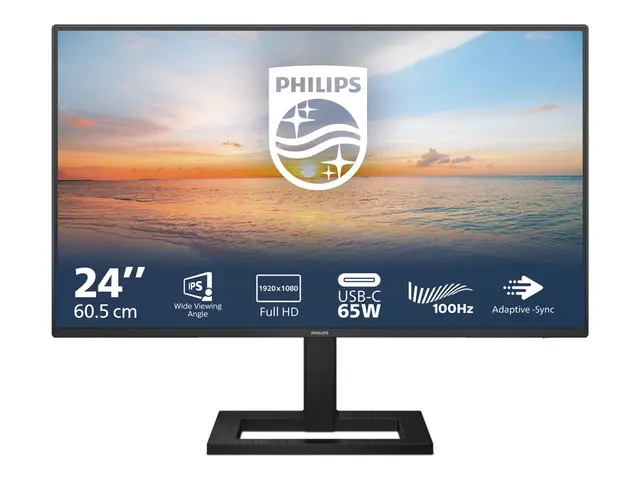 Philips 24E1N1300AE - LED-skjerm 24" (23.8" synlig) - 1920 x 1080 Full HD (1080p) @ 100 Hz - IPS - 1300:1 - 1 ms - HDMI, USB-C - høyttalere - teksturert svart 