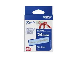Brother TZe-RL54 - Sateng - gull på lyseblå Rull (2,4 cm x 4 m) 1 kassett(er) båndtape - for Brother PT-D600; P-Touch PT-2430, 2700, 3600, 7500, 7600, 9800, D800, E550, H500, P750