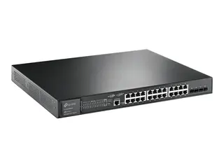 TP-Link JetStream TL-SG3428XMP V1 - switch - Styrt - 24 x 10/100/1000 (PoE+) + 4 x 10 Gigabit SFP+ - rackmonterbar - PoE+ (384 W)