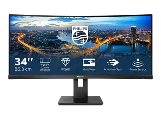 Philips 345B1C - LED-skjerm - kurvet 34&quot; - 3440 x 1440 WQHD @ 100 Hz - VA - 300 cd/m&#178; - 3000:1 - 5 ms - 2xHDMI, DisplayPort - h&#248;yttalere - svart tekstur