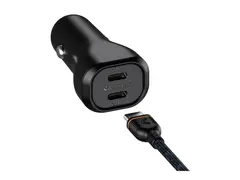 Unisynk - Bilstr&#248;madapter - 50 watt - 2 utgangskontakter (24 pin USB-C) p&#229; kabel: USB-C