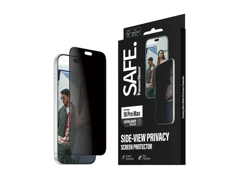 SAFE. by PanzerGlass - Skjermbeskyttelse for mobiltelefon ultravid passform med EasyAligner - glass - med personvernsfilter - 2-veis - klebemiddel - rammefarge svart - for Apple iPhone 18 Pro Max