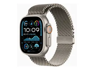 Apple Watch Ultra 2 - 49 mm - naturlig titan smartklokke med fint strikket l&#248;kke - b&#229;ndbredde: L - 64 GB - LTE, Wi-Fi 4, UWB, Bluetooth - 4G - 61.4 g