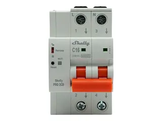 Shelly Pro 2CB - Automatisk vernebryter (DIN-skinnemonterbar) AC 230 V - Ethernet, Wi-Fi, Bluetooth 4.2 - utgangskontakter: 2 - lys grå (RAL 7035)