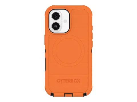 OtterBox Defender Series Pro - Baksidedeksel for mobiltelefon robust - MagSafe-samsvar - polykarbonat, termoplastisk elastomer (TPE), silikon, minneskumplast - high visibility (black/orange) - for Apple iPhone 17
