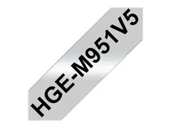 Brother HGE-M951V5 - Sort p&#229; s&#248;lv - Rull (2,4 cm x 8 m) 5 kassett(er) laminert teip for P-Touch PT-9500pc, PT-9700PC, PT-9800PCN; P-Touch R RL-700S