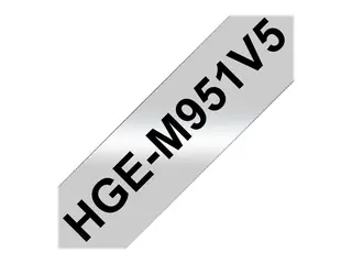 Brother HGE-M951V5 - Sort på sølv - Rull (2,4 cm x 8 m) 5 kassett(er) laminert teip for P-Touch PT-9500pc, PT-9800PCN; P-Touch R RL-700S