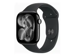 Apple Watch Series 11 (GPS) - 46 mm - jet svart aluminium smartklokke med sportsb&#229;nd - fluorelastomer - svart - b&#229;ndbredde: S/M - 64 GB - Bluetooth, Wi-Fi 4, UWB - 37.8 g