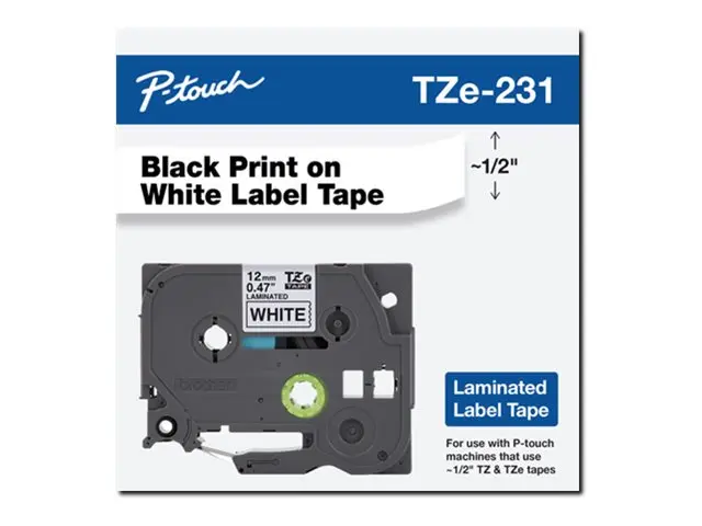 Brother TZe-231 - Selv-adhesiv svart på hvitt Rull (1,2 cm x 8 m) ...