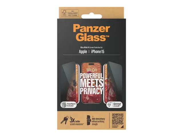 PanzerGlass Privacy - Skjermbeskyttelse for mobiltelefon ultravid ...