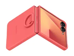 Samsung EF-PF766 - Baksidedeksel for mobiltelefon med ring - silikon - Korall