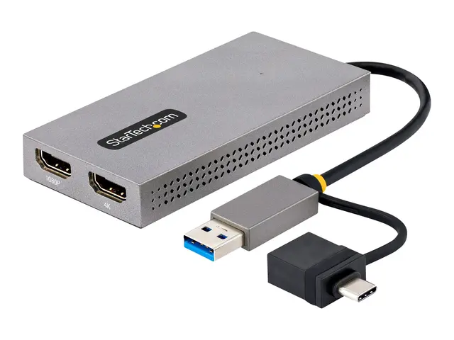 StarTech.com USB to Dual HDMI Adapter, A/C 2x Monitors (1x 4K 30Hz...