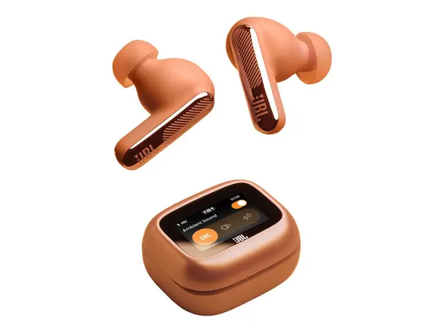 JBL LIVE Beam 4 - True wireless-hodetelefoner med mikrofon i øret - Bluetooth - aktiv støydemping - oransje 