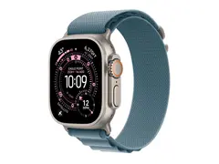 Apple Watch Ultra 3 - 49 mm - naturlig titan Ja smartklokke med Alpine Loop - tekstil - lys bl&#229; - b&#229;ndbredde: L - 64 GB - LTE, NFC, Wi-Fi 4, UWB, Bluetooth - 5G - 61.6 g