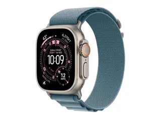 Apple Watch Ultra 3 - 49 mm - naturlig titan Ja smartklokke med Alpine Loop - tekstil - lys bl&#229; - b&#229;ndbredde: L - 64 GB - LTE, NFC, Wi-Fi 4, UWB, Bluetooth - 5G - 61.6 g