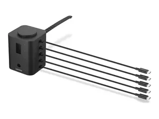 Lenovo Smart Charger - Ladestasjon - 19 watt 1 A - 5 utgangskontakter (USB-C) - svart - Hele verden