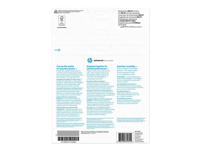 HP Advanced Glossy Photo Paper - Blank A4 (210 x 297 mm) 250 g/m² ...