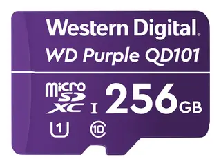 WD Purple SC QD101 WDD256G1P0C Flashminnekort - 256 GB - UHS-I U1 / Class10 - microSDXC UHS-I - purpur