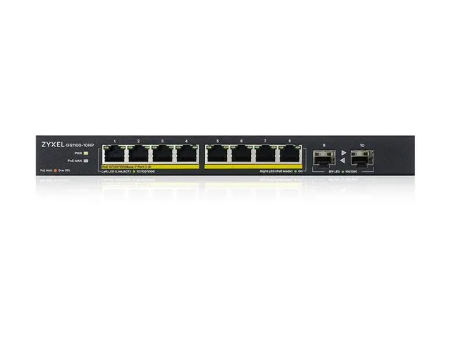 Zyxel GS1100-10HP - Switch ikke-styrt 8 x 10/100/1000 (PoE+) + 2 G...