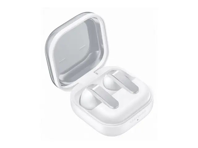 Samsung Galaxy Buds4 - True wireless-hodetelefoner med mikrofon i øret - Bluetooth - aktiv støydemping - hvit 
