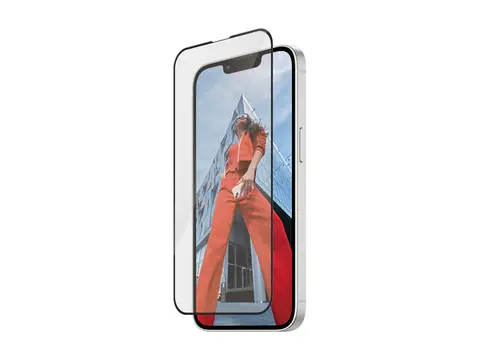 PanzerGlass - Skjermbeskyttelse for mobiltelefon ultra-bred passform med FASTFIT IN-A-BOX - glass - rammefarge svart - for Apple iPhone 13, 13 Pro, 14, 16e, 17e