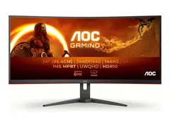 AOC Gaming CU34G2XE/BK - LED-skjerm gaming - kurvet - 34&quot; - 3440 x 1440 WQHD @ 144 Hz - VA - 4000:1 - HDR10 - 1 ms - HDMI, DisplayPort - svart, r&#248;d