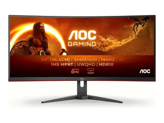 AOC Gaming CU34G2XE/BK - LED-skjerm gaming - kurvet - 34&quot; - 3440 x 1440 WQHD @ 144 Hz - VA - 4000:1 - HDR10 - 1 ms - HDMI, DisplayPort - svart, r&#248;d