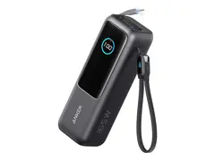 Anker - Str&#248;mbank - built-in and retractable cables 165 watt - 25000 mAh - utgangskontakter: 3 - romsvart