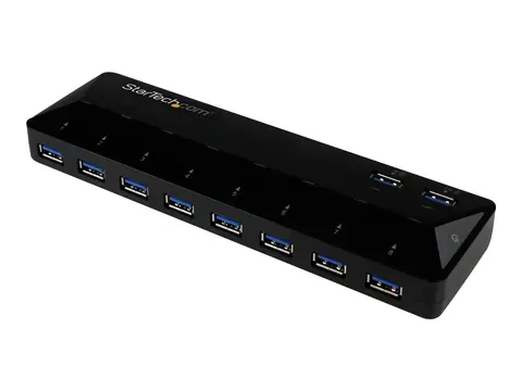 Startech 10 Port USB 3.0 Hub with Charge &amp; Sync Ports 8 x USB-A, 2 x USB-A Fast Charge Ports - Multi Port Powered USB Hub (ST103008U2C) - USB-periferdelesvitsj - 10 porter