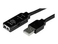 StarTech.com 25m USB 2.0 Active Extension Cable M/F 25 meter USB A Male to USB A Female USB 2.0 Repeater / Extender Cable - Black - 80ft (USB2AAEXT25M) - USB-forlengelseskabel - USB til USB - 25 m