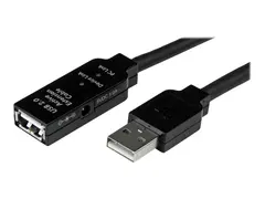 StarTech.com 25m USB 2.0 Active Extension Cable M/F 25 meter USB A Male to USB A Female USB 2.0 Repeater / Extender Cable - Black - 80ft (USB2AAEXT25M) - USB-forlengelseskabel - USB til USB - 25 m