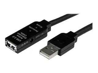 StarTech.com 25m USB 2.0 Active Extension Cable M/F 25 meter USB A Male to USB A Female USB 2.0 Repeater / Extender Cable - Black - 80ft (USB2AAEXT25M) - USB-forlengelseskabel - USB til USB - 25 m
