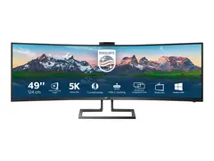 Philips Brilliance P-line 499P9H LED-skjerm - kurvet - 49&quot; (48.8&quot; synlig) - 5120 x 1440 Dual Quad HD @ 60 Hz - VA - 450 cd/m&#178; - 3000:1 - DisplayHDR 400 - 5 ms - 2xHDMI, DisplayPort, USB-C - h&#248;yttalere - teksturert svart