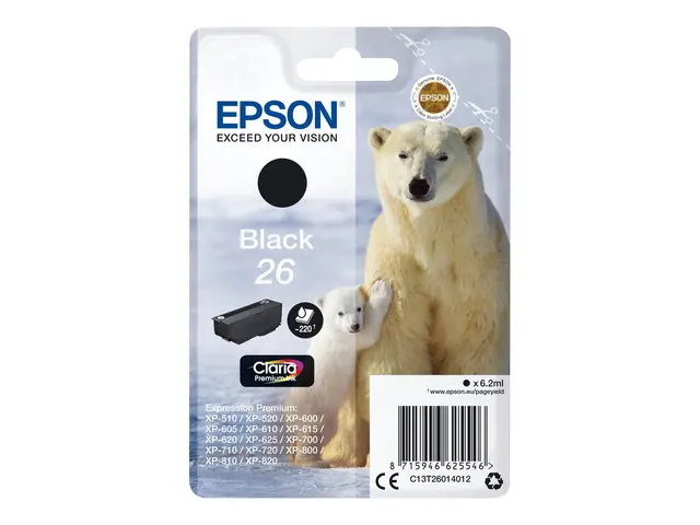 Epson 26 - 6.2 ml - svart - original - blekkpatron - for Expressio...