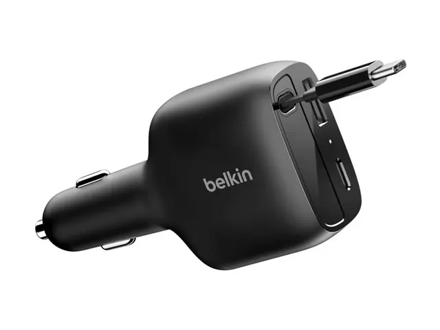 Belkin BoostCharge - Bilstrømadapter retraktabel 75 watt Fast Char...