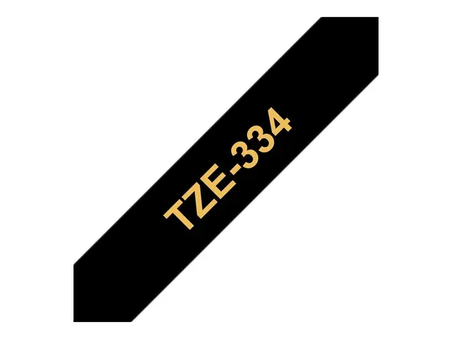 Brother TZe-334 - Selv-adhesiv gull på sort Rull (1,2 cm x 8 m) 1 ...