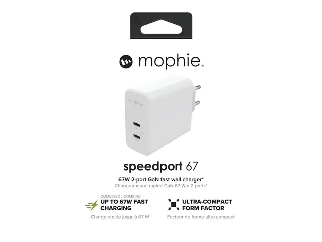 mophie speedport 67 - Strømadapter watt PD, Fast Charge 2 utgangsk...