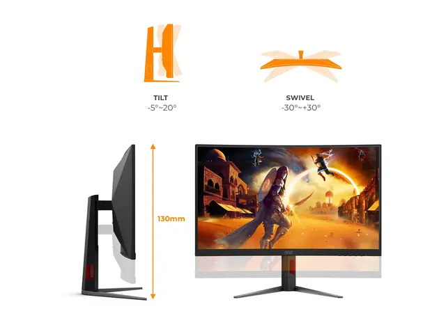 AOC Gaming CQ27G4Z2 - LED-skjerm - gaming kurvet - 27" - 2560 x 1440 QHD @ 260 Hz - Fast VA - 350 cd/m² - 3000:1 - DisplayHDR 400 - 0.3 ms - 2xHDMI, DisplayPort - svart, rød 