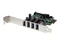 StarTech.com 4-Port PCI Express SuperSpeed USB 3.0 Controller Card with UASP USB 3.0 Expansion Card with SATA Power (PEXUSB3S4V) - USB-adapter - PCIe - USB 3.0 x 4