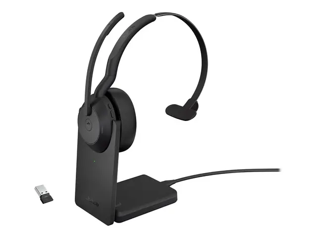 Jabra Evolve2 55 MS Mono - hodesett med ladestativ